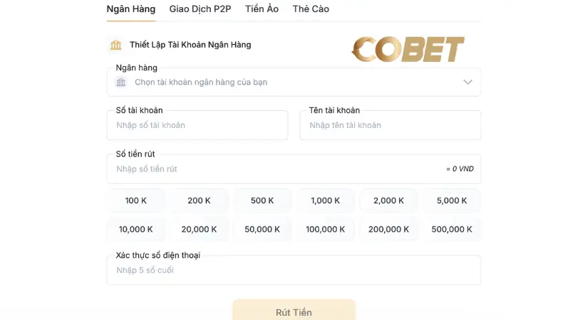 Chính sách rút tiền minh bạch và nhanh chóng