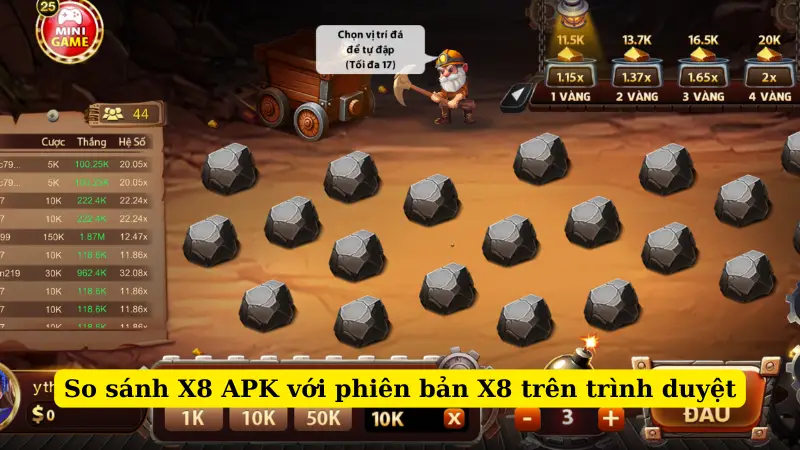 So sánh X8 APK với phiên bản X8 trên trình duyệt